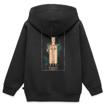 Falcon Heavy Rakete - Sweat Premium à capuche zippé enfant bio - noir - Dos - AI Model Kid Male (0cm)
