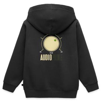 Audiophil Audio Musique Analogique Hifi Cadeau - Sweat Premium à capuche zippé enfant bio - noir - Dos - AI Model Kid Male (0cm)
