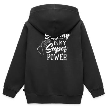 Singen Ist Meine Superkraft Gesang Sänger Lied - Kinder Premium Organic Zip Hoodie - Schwarz - Hinten - AI Model Kid Male (0cm)