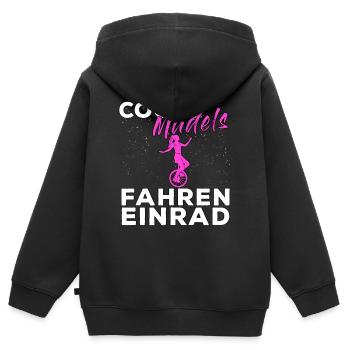 Coole Mädels Fahren Einrad Einradfahrer Mädchen - Kinder Premium Organic Zip Hoodie - Schwarz - Hinten - AI Model Kid Male (0cm)