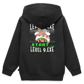 9ème anniversaire d’enfant niveau 8.exe Gaming 9 ans - Sweat Premium à capuche zippé enfant bio - noir - Dos - AI Model Kid Male (0cm)