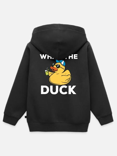 Ich mag Enten What the Duck Gelbe Enten - Hoodie Premium med dragkedja barn ekologisk - svart