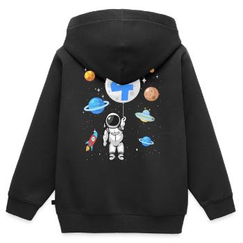 Astronaute fusée 4ème anniversaire de l’espace 4 ans - Sweat Premium à capuche zippé enfant bio - noir - Dos - AI Model Kid Male (0cm)