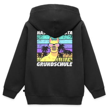 Einschulung 5.Klasse Lama Alpaka Grundschule - Kinder Premium Organic Zip Hoodie - Schwarz - Hinten - AI Model Kid Male (0cm)