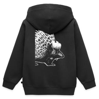 Stachelig Stachelschwein - Kinder Premium Organic Zip Hoodie - Schwarz - Hinten - AI Model Kid Male (0cm)