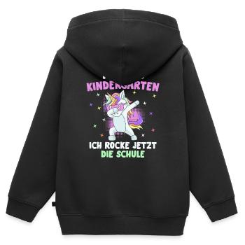 Rocke jetzt die Schule Einschulung 2021 Schulkind - Kinder Premium Organic Zip Hoodie - Schwarz - Hinten - AI Model Kid Male (0cm)