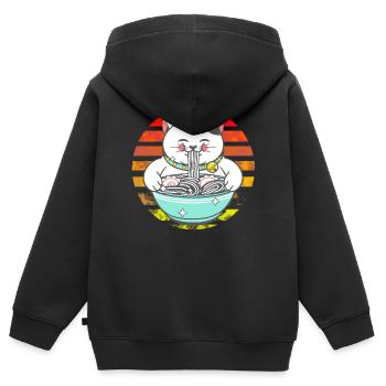 Chinesische Katze Chinesische Nudeln - Kinder Premium Organic Zip Hoodie - Schwarz - Hinten - AI Model Kid Male (0cm)