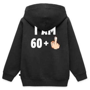 I am 60 plus one - Kinder Premium Organic Zip Hoodie - Schwarz - Hinten - AI Model Kid Male (0cm)