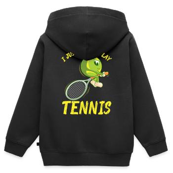 Lustiger Tennis Spruch Tennisball Kinder - Kinder Premium Organic Zip Hoodie - Schwarz - Hinten - AI Model Kid Male (0cm)