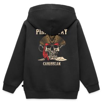 Crâne de pirate Caraïbes - Sweat Premium à capuche zippé enfant bio - noir - Dos - AI Model Kid Male (0cm)