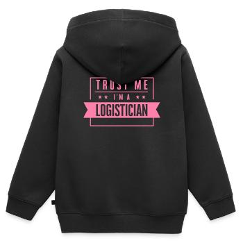 Je me fais confiance je suis logisticien logisticien - Sweat Premium à capuche zippé enfant bio - noir - Dos - AI Model Kid Male (0cm)