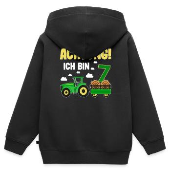 Traktor 7. Geburtstag Weg frei ich bin schon 7 - Kinder Premium Organic Zip Hoodie - Schwarz - Hinten - AI Model Kid Male (0cm)
