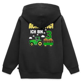 Traktor 3. Geburtstag Weg frei ich bin schon 3 - Kinder Premium Organic Zip Hoodie - Schwarz - Hinten - AI Model Kid Male (0cm)