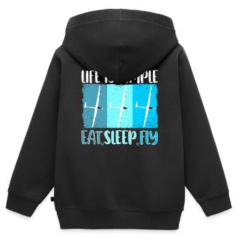 Planeurs Planeurs Planeurs - Sweat Premium à capuche zippé enfant bio - noir - Dos - AI Model Kid Male (0cm)