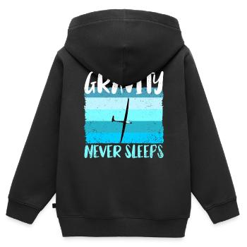 Planeurs Planeurs Planeurs - Sweat Premium à capuche zippé enfant bio - noir - Dos - AI Model Kid Male (0cm)