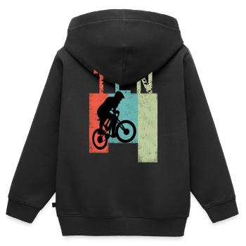 VTT Descente 10 Enfants Anniversaire BMX - Sweat Premium à capuche zippé enfant bio - noir - Dos - AI Model Kid Male (0cm)