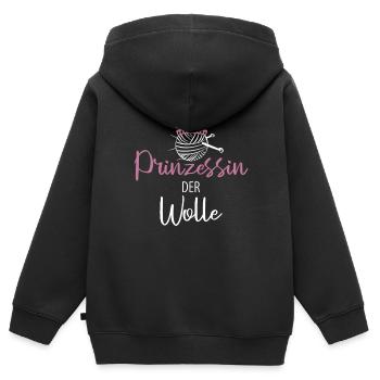Wolle Stricken Wollknäuel - Kinder Premium Organic Zip Hoodie - Schwarz - Hinten - AI Model Kid Male (0cm)