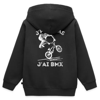 J'peux Pas J'Ai BMX - J'peux Pas J'Ai BMX - Sweat Premium à capuche zippé enfant bio - noir - Dos - AI Model Kid Male (0cm)