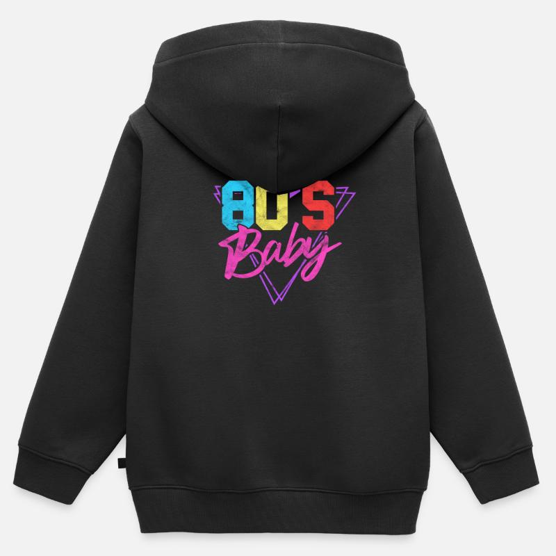 Années 80 - Sweat Premium à capuche zippé enfant bio - noir