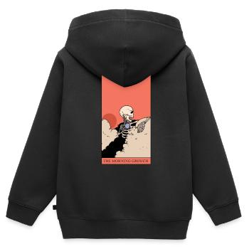 Morgenmuffel Tarotkarte Okkulte Geschenkidee - Kinder Premium Organic Zip Hoodie - Schwarz - Hinten - AI Model Kid Male (0cm)