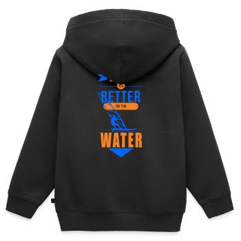 Planche à voile Planche à voile Planche à voile Planche à voile Planche à voile Planche à voile - Sweat Premium à capuche zippé enfant bio - noir - Dos - AI Model Kid Male (0cm)
