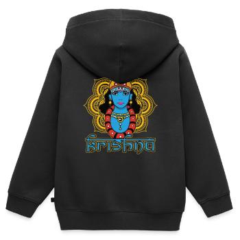 Krishna Hindu-Gott - Kinder Premium Organic Zip Hoodie - Schwarz - Hinten - AI Model Kid Male (0cm)