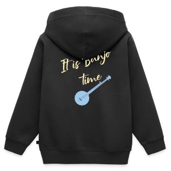 Banjo Vintage Bluegrass Musikspieler Geschenk - Kinder Premium Organic Zip Hoodie - Schwarz - Hinten - AI Model Kid Male (0cm)