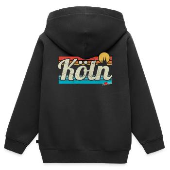 Cologne Cologne Rétro Rétro Surfeur Vintage Carnaval de Cologne - Sweat Premium à capuche zippé enfant bio - noir - Dos - AI Model Kid Male (0cm)