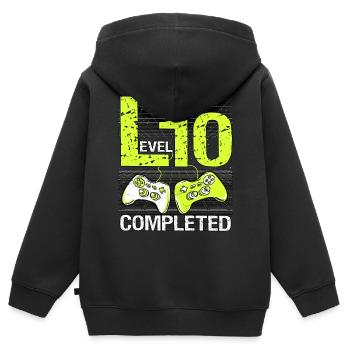 Kids Level 10 Year Gaming Birthday Young Gamers - Kids Premium Organic Zip-up Hoodie - black - Back - AI Model Kid Male (0cm)