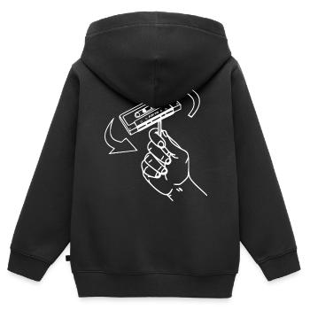 Casette Audio Rétro des années 80 - Sweat Premium à capuche zippé enfant bio - noir - Dos - AI Model Kid Male (0cm)