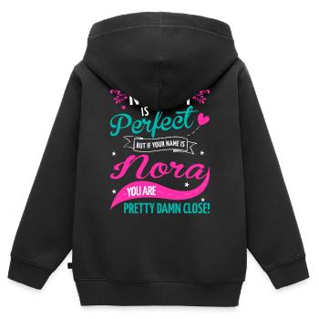 Nobody is perfect but if your name is Nora - Sweat Premium à capuche zippé enfant bio - noir - Dos - AI Model Kid Male (0cm)