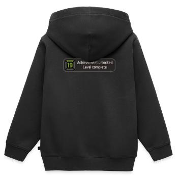 Achievement unlocked - Level 19 complete - Geburts - Kinder Premium Organic Zip Hoodie - Schwarz - Hinten - AI Model Kid Male (0cm)