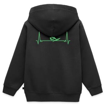 Windsurfen EKG Windsurfing Herzschlag Windsurfer - Kinder Premium Organic Zip Hoodie - Schwarz - Hinten - AI Model Kid Male (0cm)