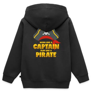Work Like A Captain Play Like A Pirate - Sweat Premium à capuche zippé enfant bio - noir - Dos - AI Model Kid Male (0cm)