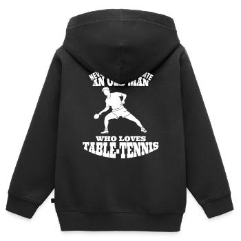 Tischtennis Pingpong Großvater Vater Spruch Outfit - Kinder Premium Organic Zip Hoodie - Schwarz - Hinten - AI Model Kid Male (0cm)