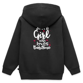 Baryton fille baryton fille fille cadeau fille - Sweat Premium à capuche zippé enfant bio - noir - Dos - AI Model Kid Male (0cm)