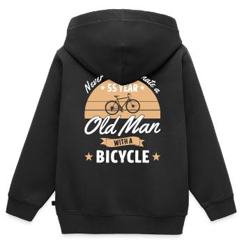 Never underestimate a 55 year old man with bicycle - Sweat Premium à capuche zippé enfant bio - noir - Dos - AI Model Kid Male (0cm)