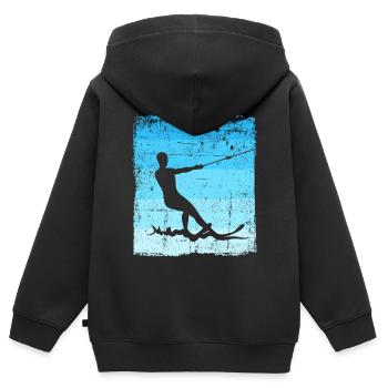 Wasserskier Wasserski Wasserskifahrer - Kinder Premium Organic Zip Hoodie - Schwarz - Hinten - AI Model Kid Male (0cm)