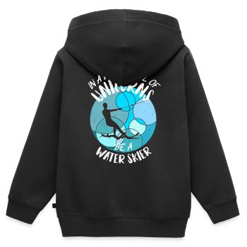 Wasserskier Wasserski Wasserskifahrer - Kinder Premium Organic Zip Hoodie - Schwarz - Hinten - AI Model Kid Male (0cm)