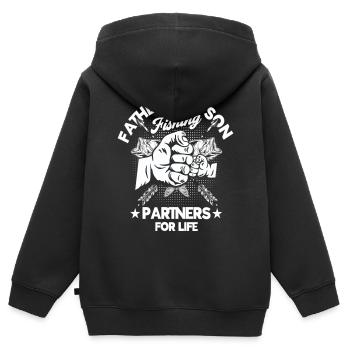 Father And Son Fishing Paryners For Life Funny - Kinder Premium Organic Zip Hoodie - Schwarz - Hinten - AI Model Kid Male (0cm)