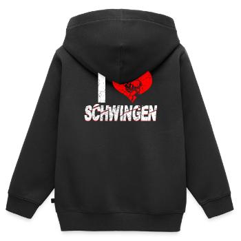 Ich liebe Schwingen - Kinder Premium Organic Zip Hoodie - Schwarz - Hinten - AI Model Kid Male (0cm)