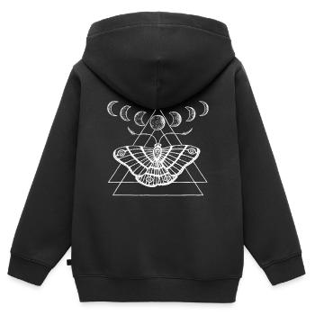 Motte avec phases lunaires par Nikki-Luka - Sweat Premium à capuche zippé enfant bio - noir - Dos - AI Model Kid Male (0cm)