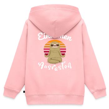Einatmen Ausrasten Yoga Faultier - Kinder Premium Organic Zip Hoodie - Rosa - Hinten - AI Model Kid Female (0cm)