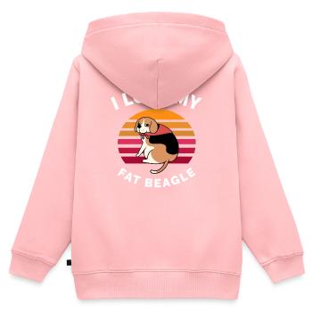 I love my Fat Beagle - Sweat Premium à capuche zippé enfant bio - rose - Dos - AI Model Kid Female (0cm)