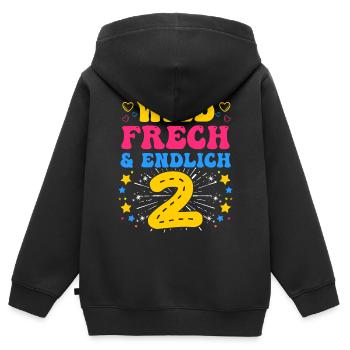 2. Geburtstag Wild Frech Endlich 2 Jahre Kinder - Kinder Premium Organic Zip Hoodie - Schwarz - Hinten - AI Model Kid Male (0cm)
