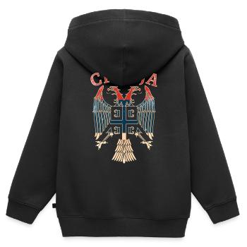 Serbia Eagle Coat of Arms Serbian Srbija Cyrillic - Kids Premium Organic Zip-up Hoodie - black - Back - AI Model Kid Male (0cm)