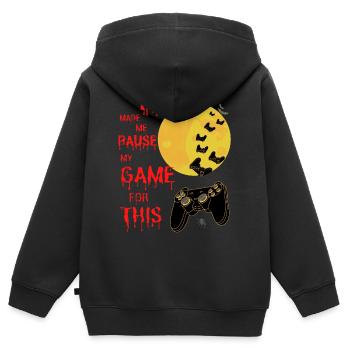 conception de joueurs d’Halloween. Maillot de nerd du jeu - Sweat Premium à capuche zippé enfant bio - noir - Dos - AI Model Kid Male (0cm)