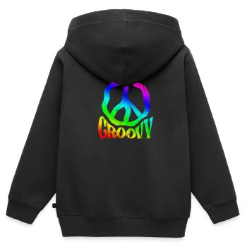 Hippie - Sweat Premium à capuche zippé enfant bio - noir - Dos - AI Model Kid Male (0cm)