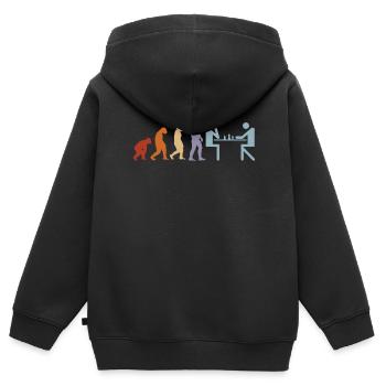 Échiquier Jeu d’échecs Pièces d’échecs Jeu d’échecs Jeu d’échecs - Sweat Premium à capuche zippé enfant bio - noir - Dos - AI Model Kid Male (0cm)