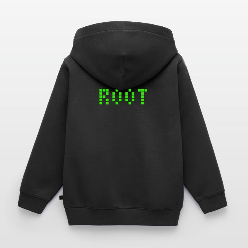 Root - Linux Design - Administrator Kids Premium Organic Zip-up Hoodie